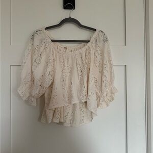 Free People Stacey Cream Lace Women's Top